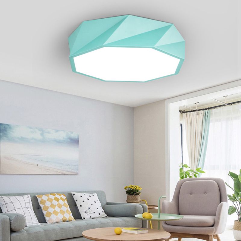 Facet Octagon Game Room Ceiling Light Acrylic Modern Flat LED Ceiling Mount Light