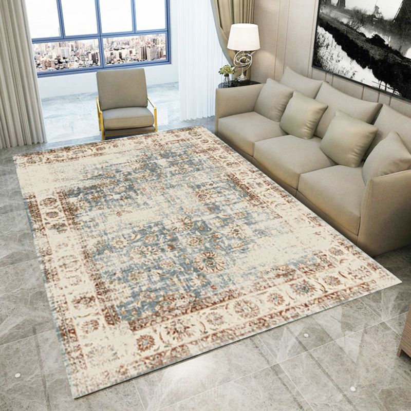 Distinctive Whitewash Indoor Rug Vintage Ethnic Area Carpet Anti-Slip Backing Rug for Home Decor