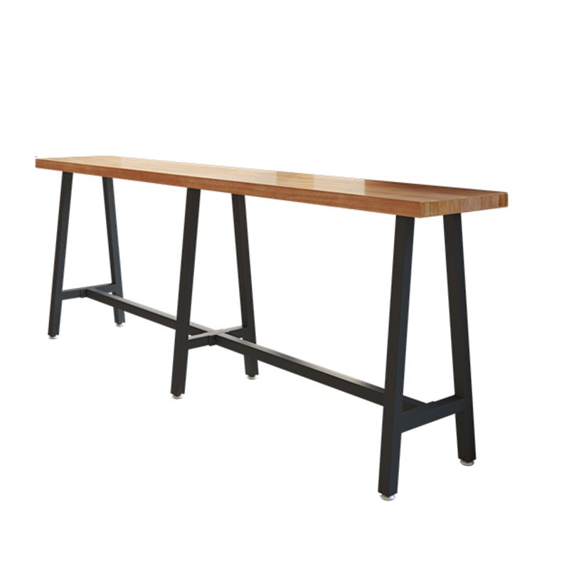 Rectangular Bar Height Table Black Metal Base Bistro Bar Table for Living Room