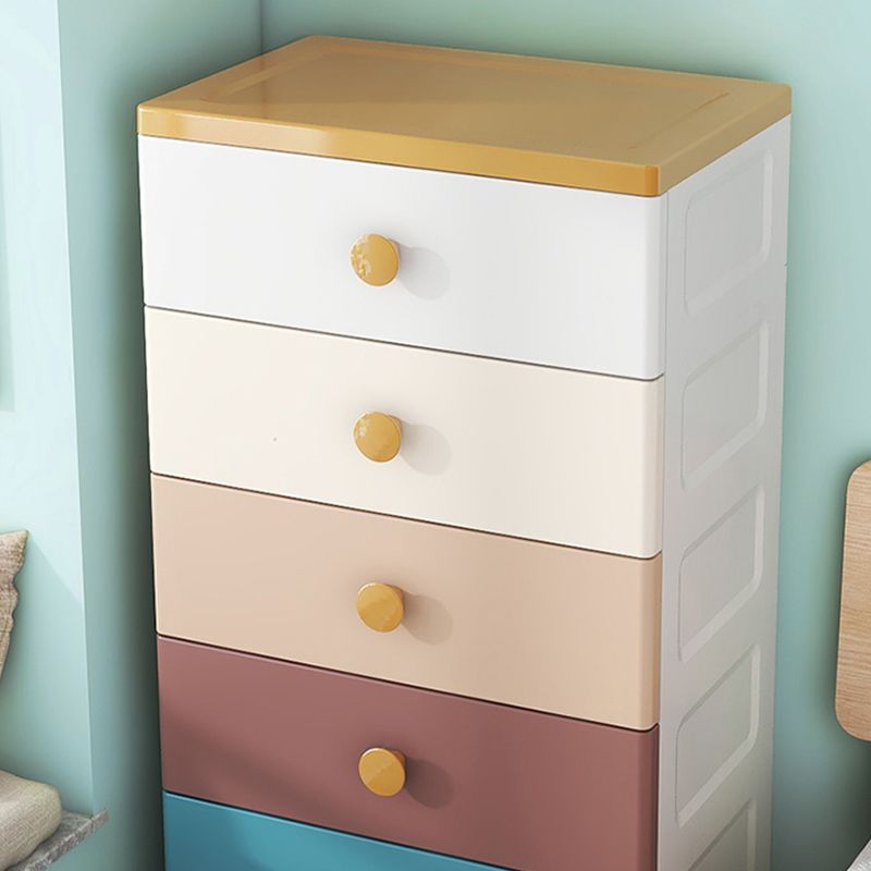 Scandinavian Kids Dressers Plastic Baby Dresser with 5 Drawers