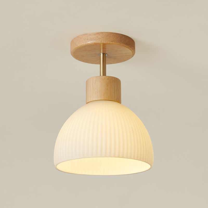 Japanese Style Wooden Ceiling Light Dome Shape Ceiling Lamp for Bedroom