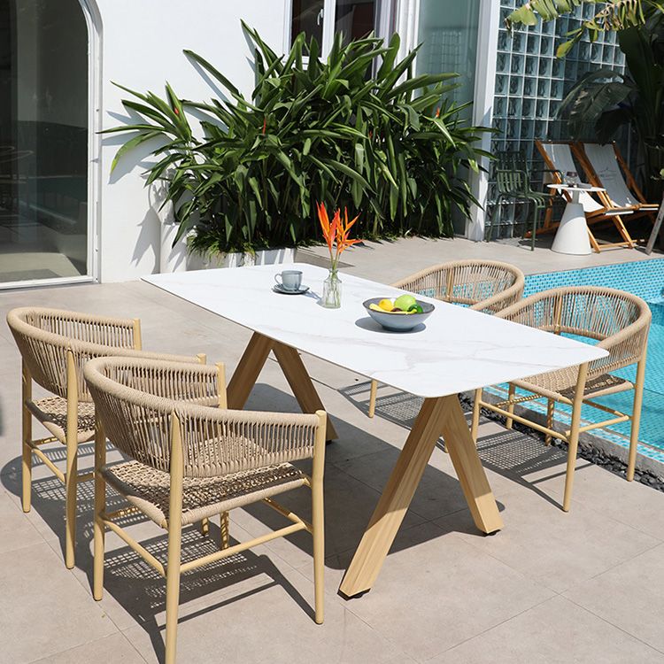 Modern Outdoor Dining Table Fire Resistant Patio Table with Aluminum Frame