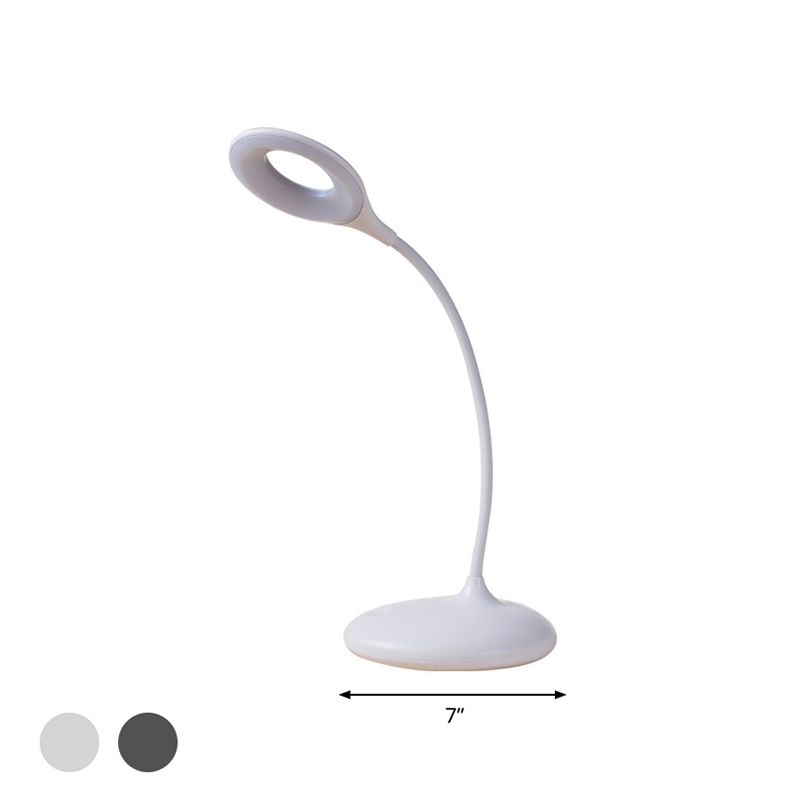 Brown/White Circle Shade Adjustable Table Light Contemporary LED Desk Lamp for Study