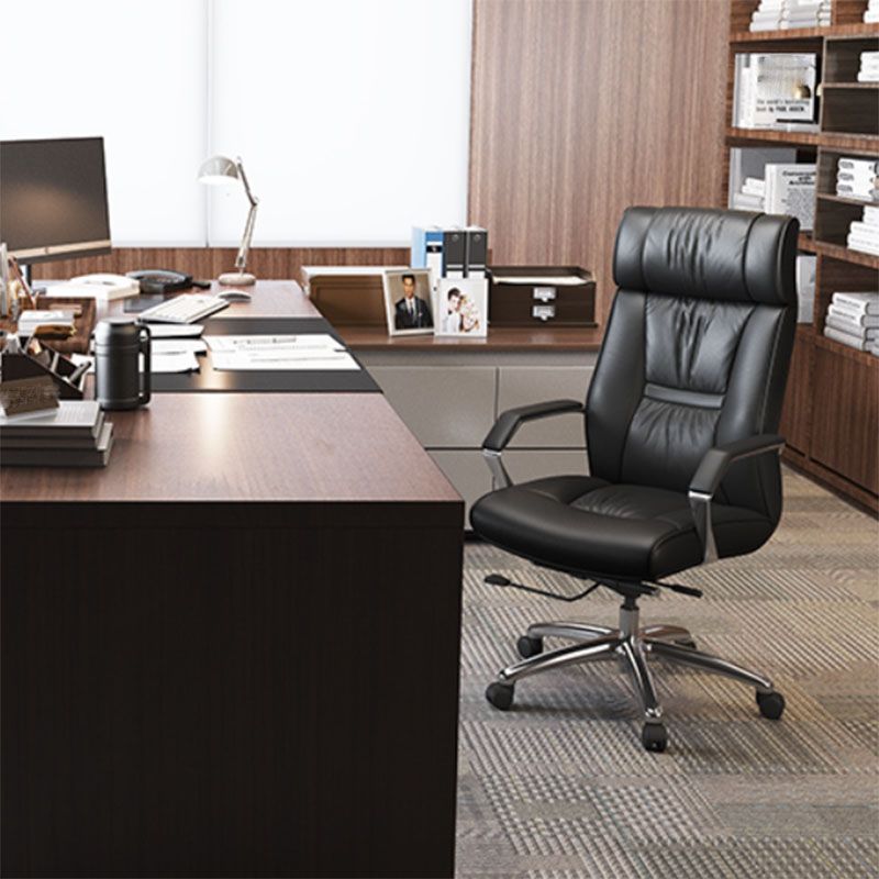 Contemporary Leather Managers Chair Padded Arms Desk Chair for Office