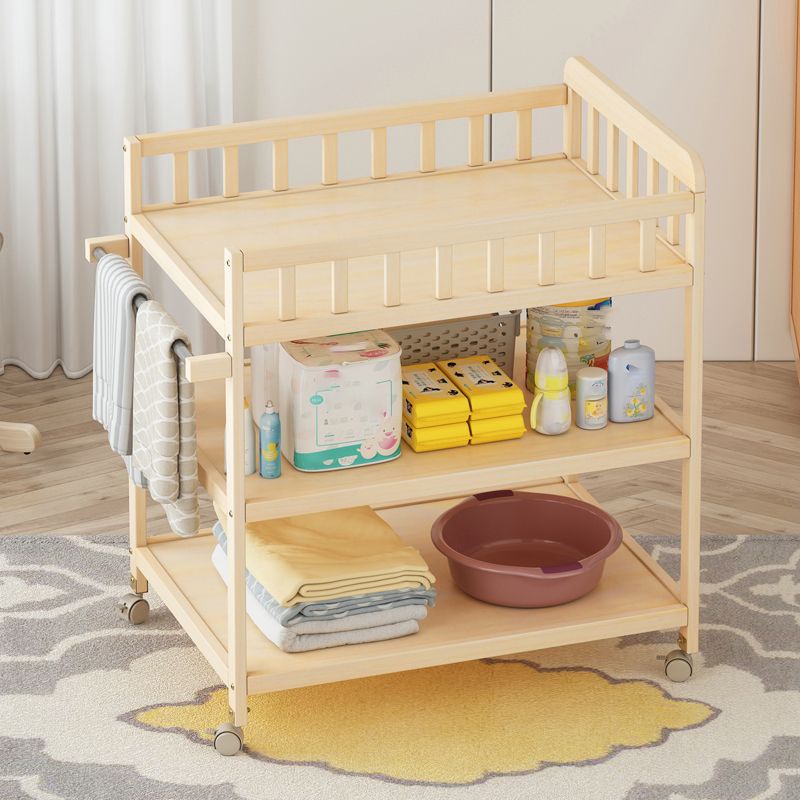 Solid Wood Flat Top Changing Table with Storage Shelf 2-in-1 Baby Changing Table