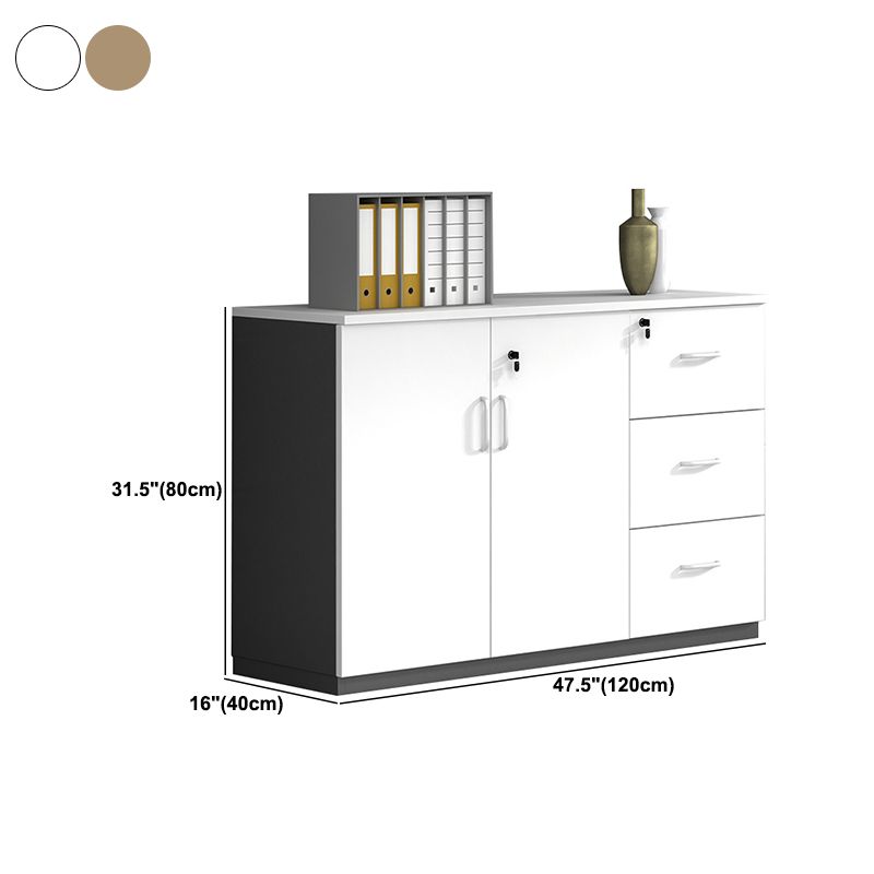 Nordic Style File Cabinets Solid Wood Frame Key Lock Horizontal File Cabinet