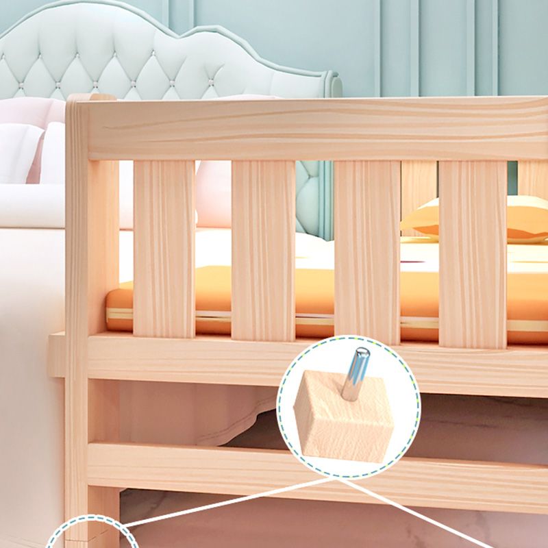 Washed Natural Wood Baby Crib Modern Nursery Crib with Guardrail