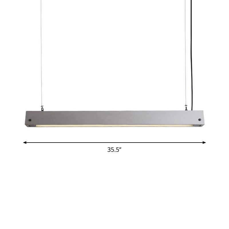 Colgante de techo de cemento rectangular Nordic Oficina de 1 luz de luz colgante en gris