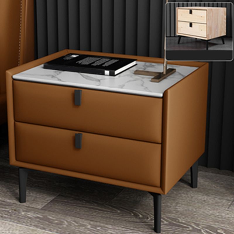 18.5" Tall 2 - Drawer Nightstand Modern Solid Wood Nightstand