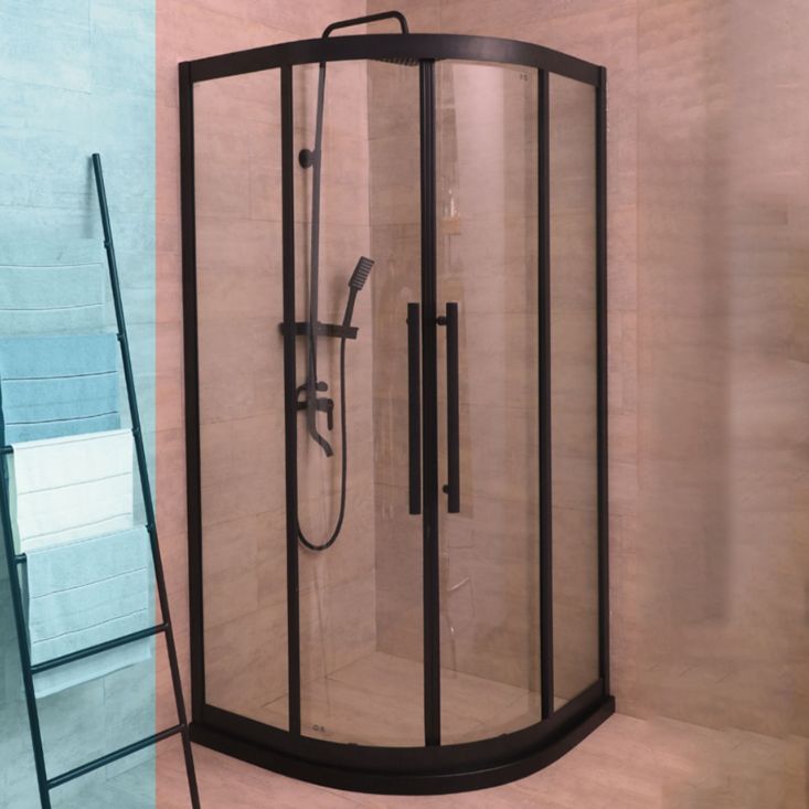 Double Sliding Round Shower Enclosure Clear with Fixed Panel