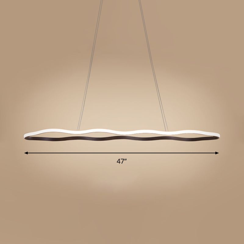 Wave Hanging Ceiling Light Modern Acrylic Coffee 23.5"/36.5"/47" Wide LED Suspension Light in Warm/White Light