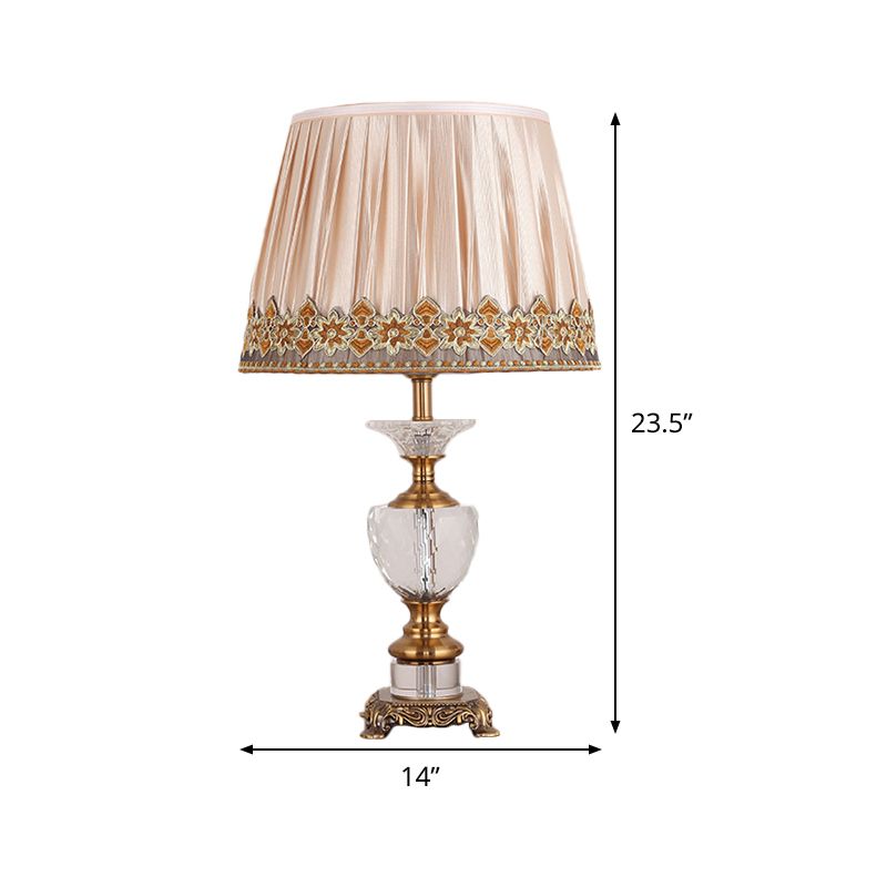 Fabric Shaded Desk Lamp Modern 1 Bulb Gold Table Light with Sculpted Metallic Base