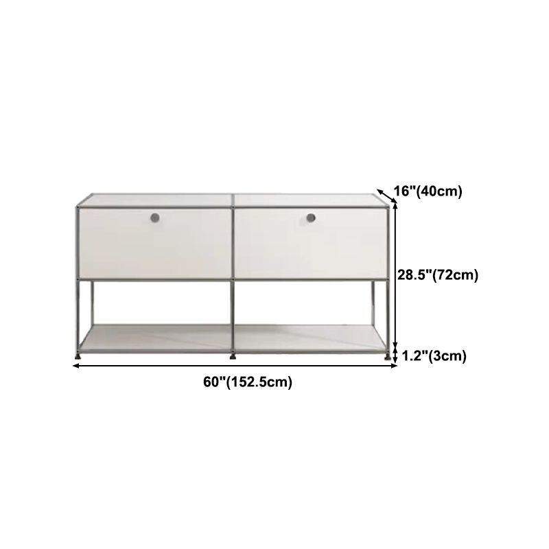 Modern Metal Dining Server with Drawers White Sideboard for Kitchen