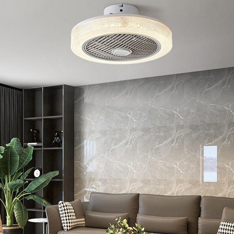 Single Polished Ceiling Fan Lamp LED Shaded Ceiling Fan Light for Living Room