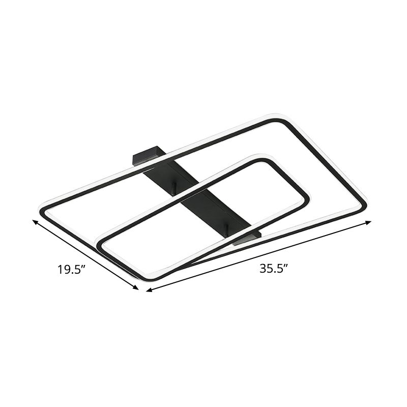 Rechthoekig frame acryl inbouwlamp Eenvoudige LED zwarte inbouwlamp in warm/wit licht