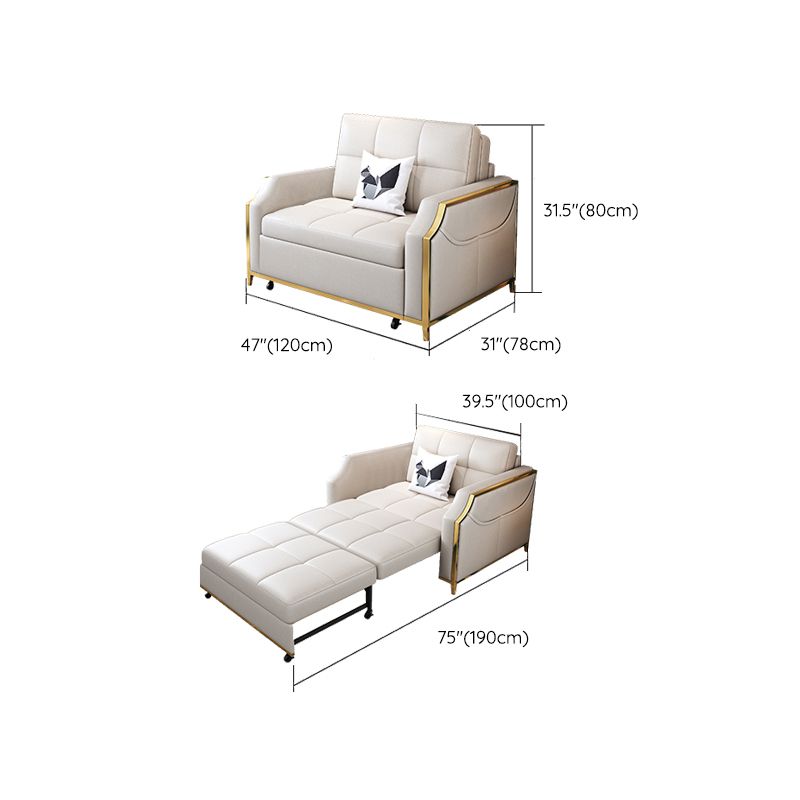 White Bonded Leather Sleeper Sofa Water Resistant Convertible Sofas with Storage