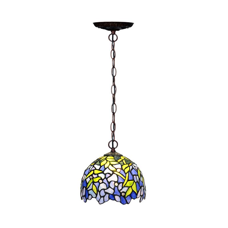 1/2 lumières dôme lustre suspendu tiffany pendante en verre coupé jaune pour cuisine, 8 "/ 12" / 16 "W