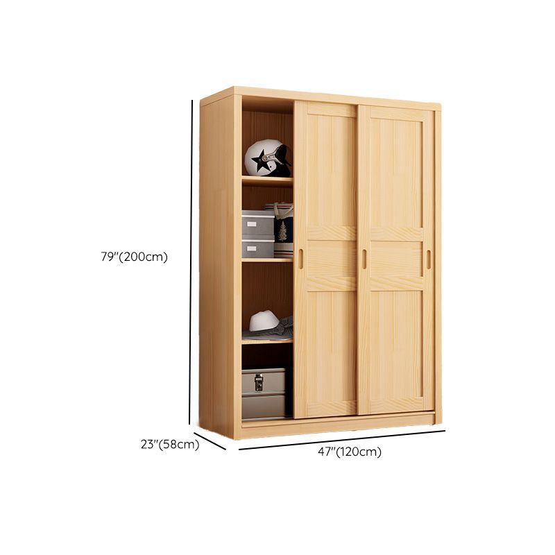 Light Brown High Gloss Coat Locker Wooden Rustic Kid's Wardrobe