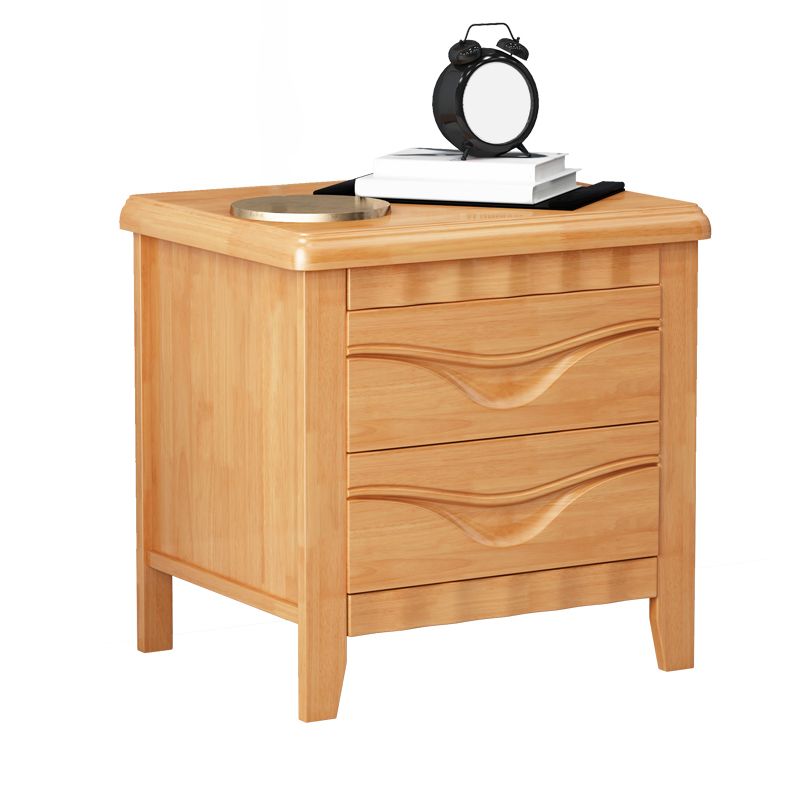 Traditional Lower Shelf Nightstand Solid Wooden Bedside Cabinet for Bedroom