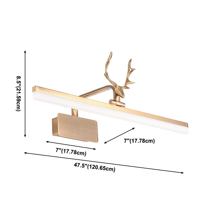 Metall -Waschtischlicht mit Geweih Mitte des Jahrhunderts moderne Wandmontage Licht in Gold