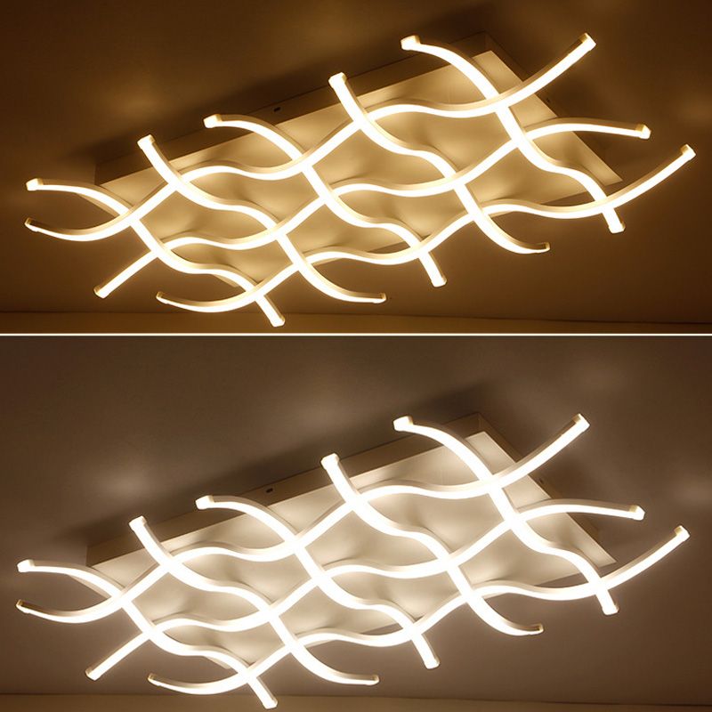 Minimalistic Metal Curved Tubes Flush Mount Ceiling Light for Living Room