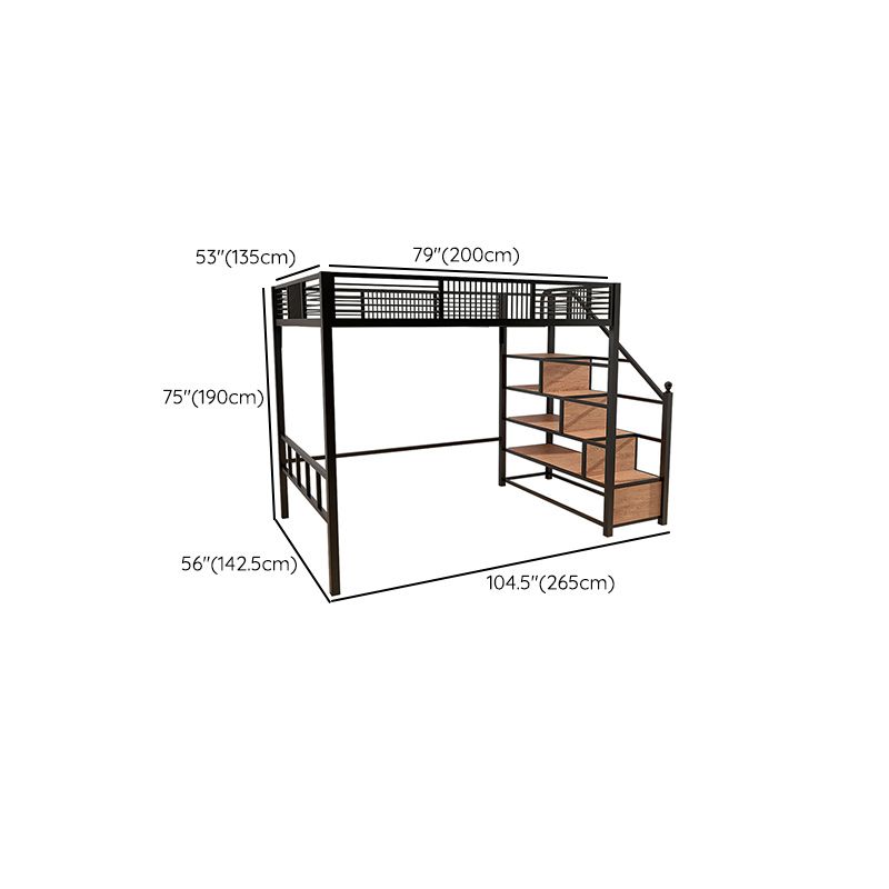 Gender Neutral Kids Bed No Theme Metal Loft Bed with Mattress