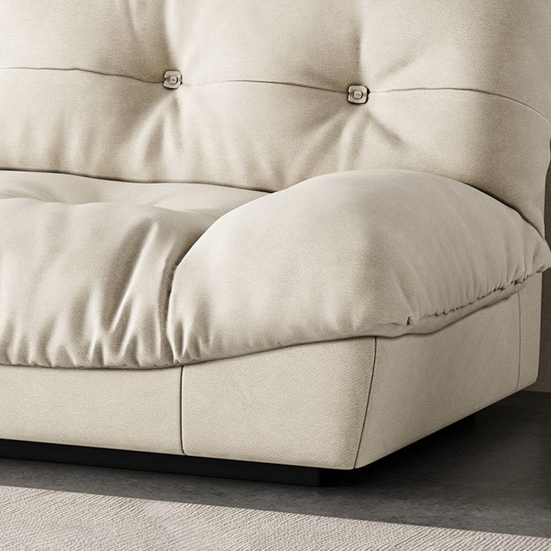 Tufted Backrest Sectional Sponge Padded Armless Off-white Sofa