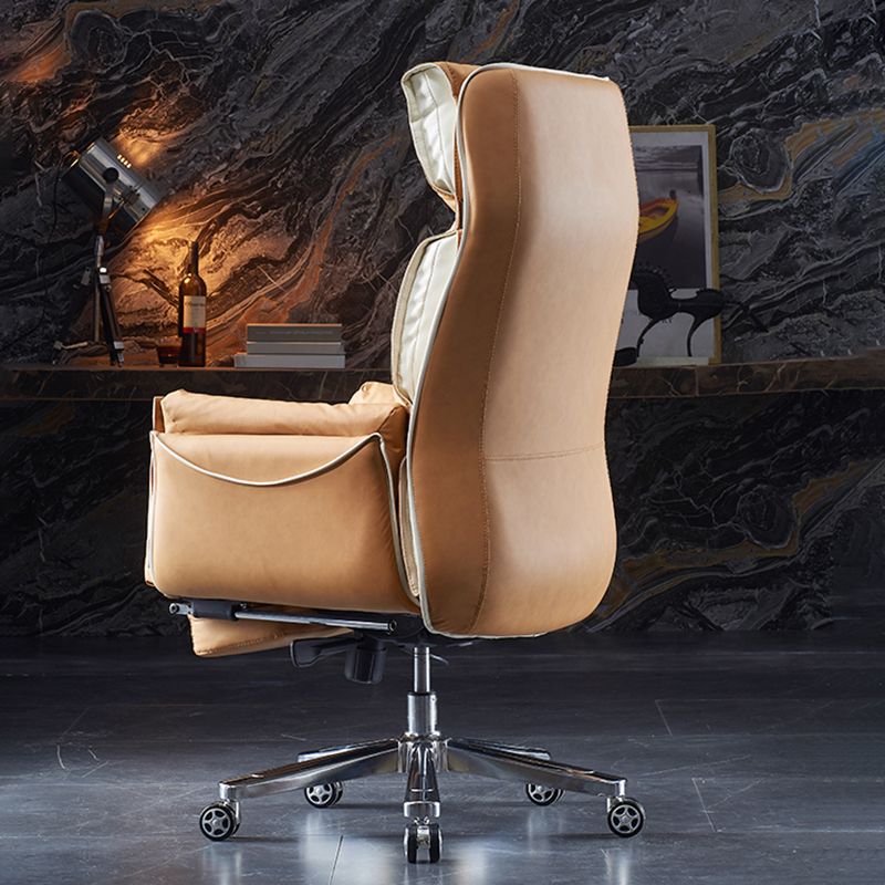 Faux Leather Executive Chair Modern High Back Padded Arms Office Chair