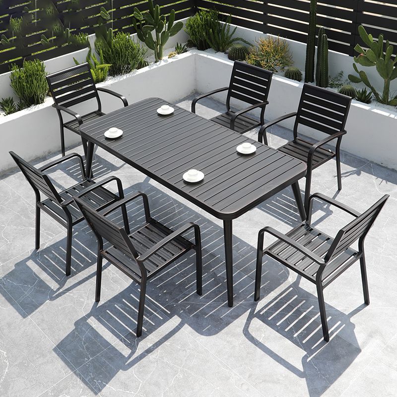 Contemporary Outdoor Aluminum Patio Table Extendable Rust Resistant Table