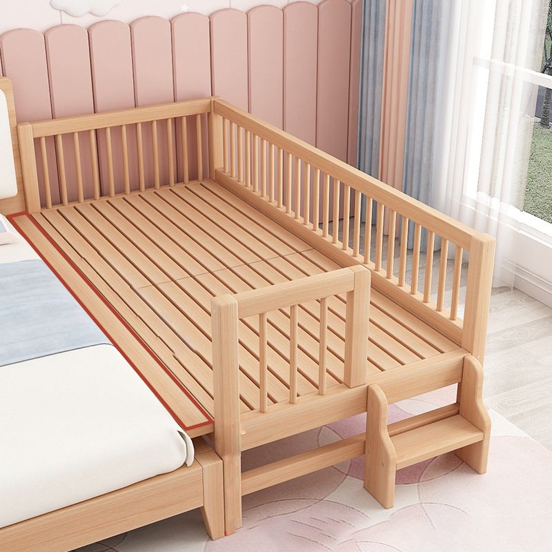 Scandinavian Solid Wood Toddler Bed Headboard Kids Bed with Guardrail