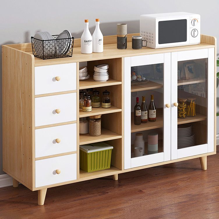 Modern Style Sideboard Buffet Engineered Wood Drawers and Cabinets Storage Sideboard