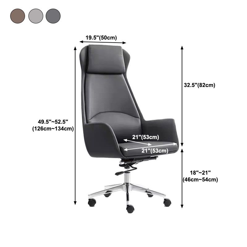 Modern Black Leather Desk Chair with Hight Back Home Office Chair