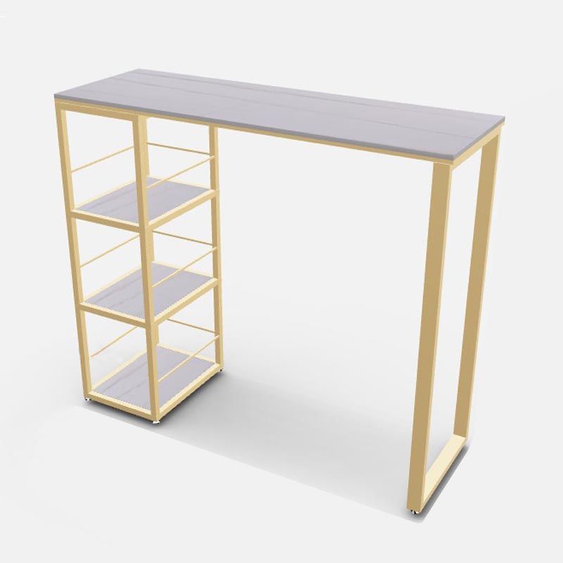 White and Gold Bistro Accent Dining Table Contemporary Indoor Bar Table