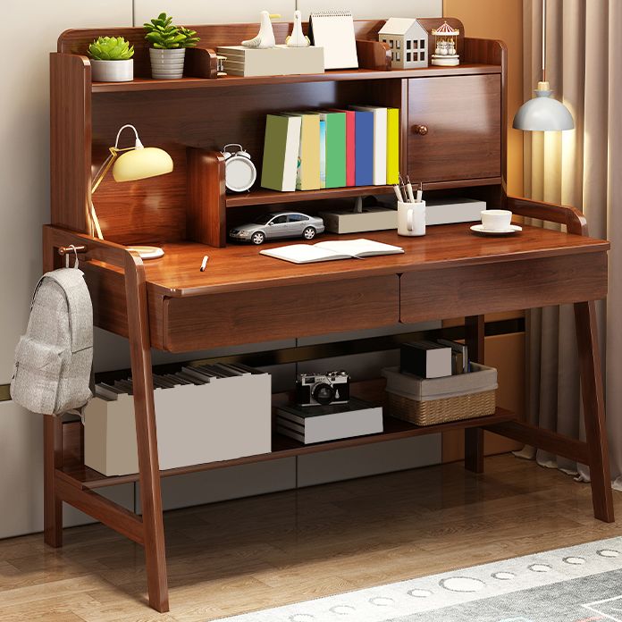 Study Desk with Storage Drawer Wooden Multifunctional Lifting Home with Storage Shelves