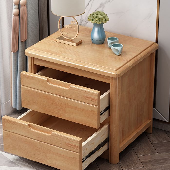 Contemporary Espresso Solid Wood Nightstand 20" Tall 2-Drawer Night Table