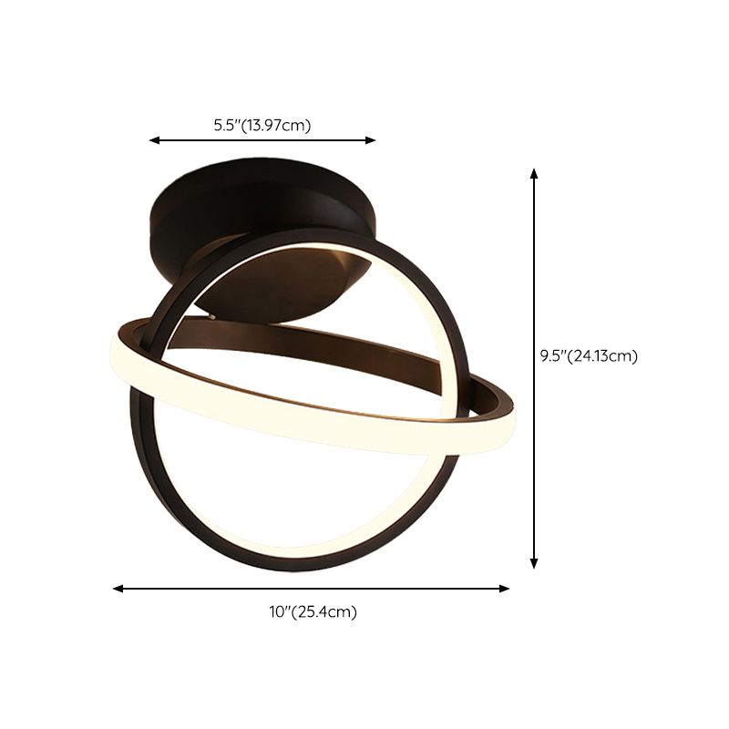 Contemporary Flush Mount Lighting Black LED Ceiling Light for Home