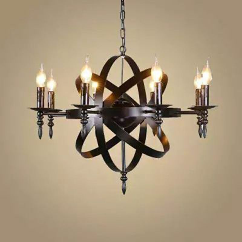 Industrial Iron Hanging Chandelier Candle Global Ceiling Hanging Light Fixture