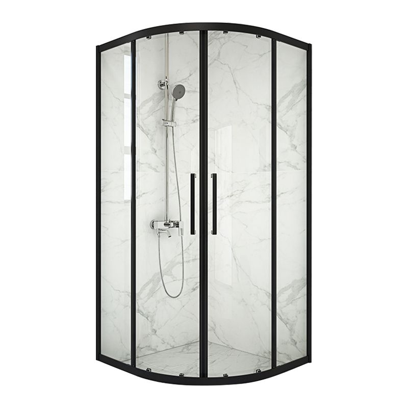 Modern Shower Stall Tempered Glass Rounded Double Sliding Clear Corner Shower Enclosure