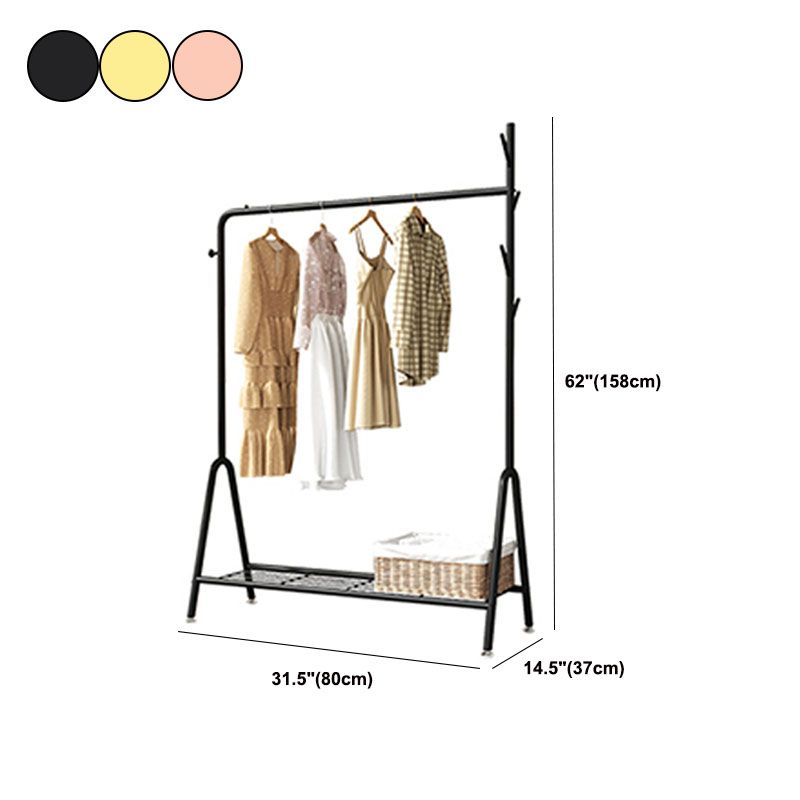 Contemporary Coat Hanger Metal Hooks Shelving Included Free Standing Coat Rack