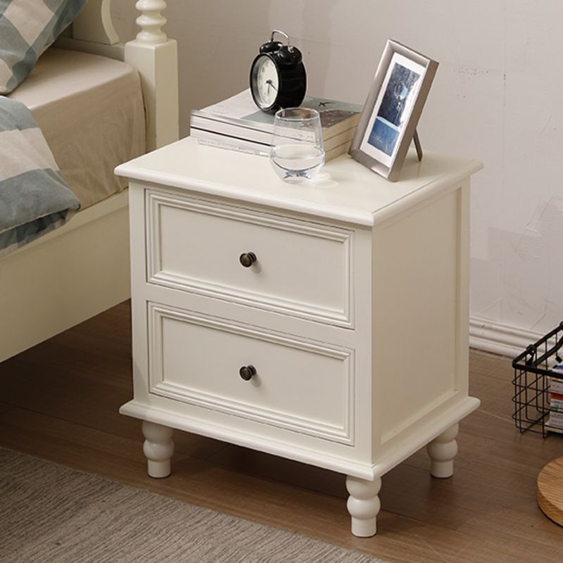 Traditional Night Table Drawer Storage Pine Nightstand with Legs for Bedroom