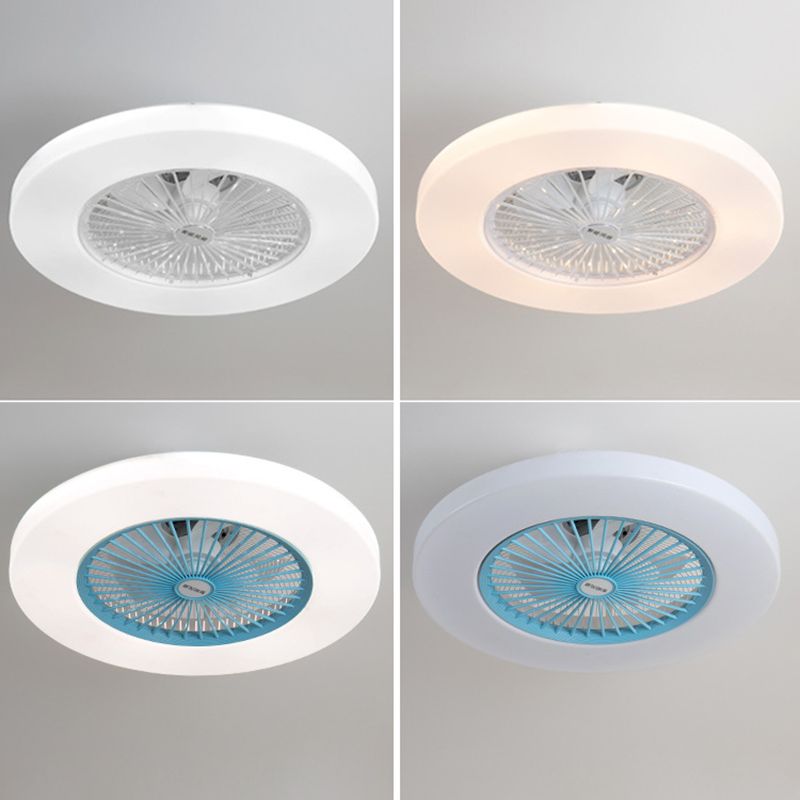 Macaron Round acrylique ventilateur de ventilateur LED LED SEMI FUSH FLUM MONT ÉCLAIR