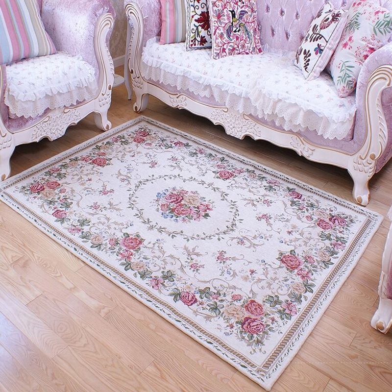 Tapis de motif de fleurs esthétique Polyester vintage tapis intérieur