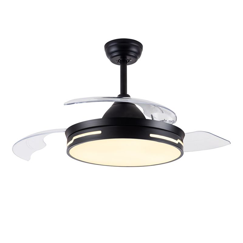 Drum Interior LED Ceiling Fan Fixture in Black / White Modern Fan Light