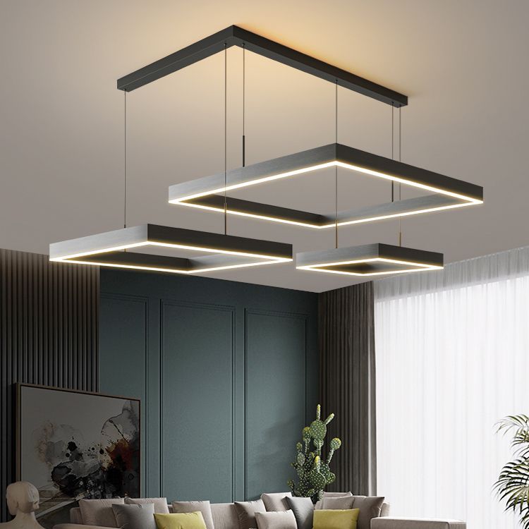 Modern Squared Shape Chandelier Lights Metal Chandelier Lighting Fixtures in Black