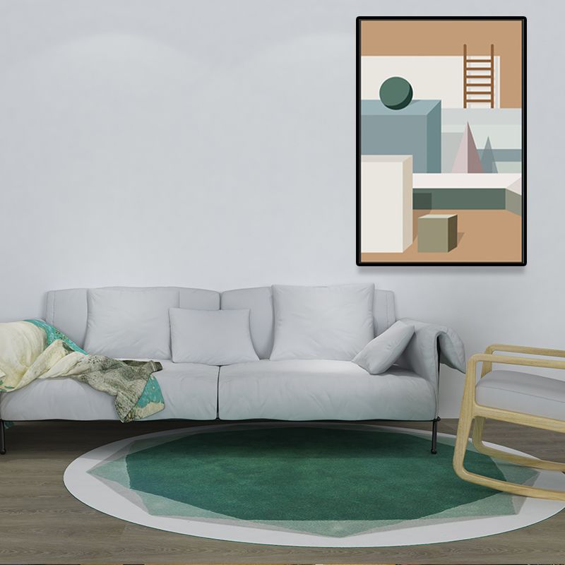 Scandinavian People Art Print Building Space Pastel Color Wrapped Canvas for Living Room