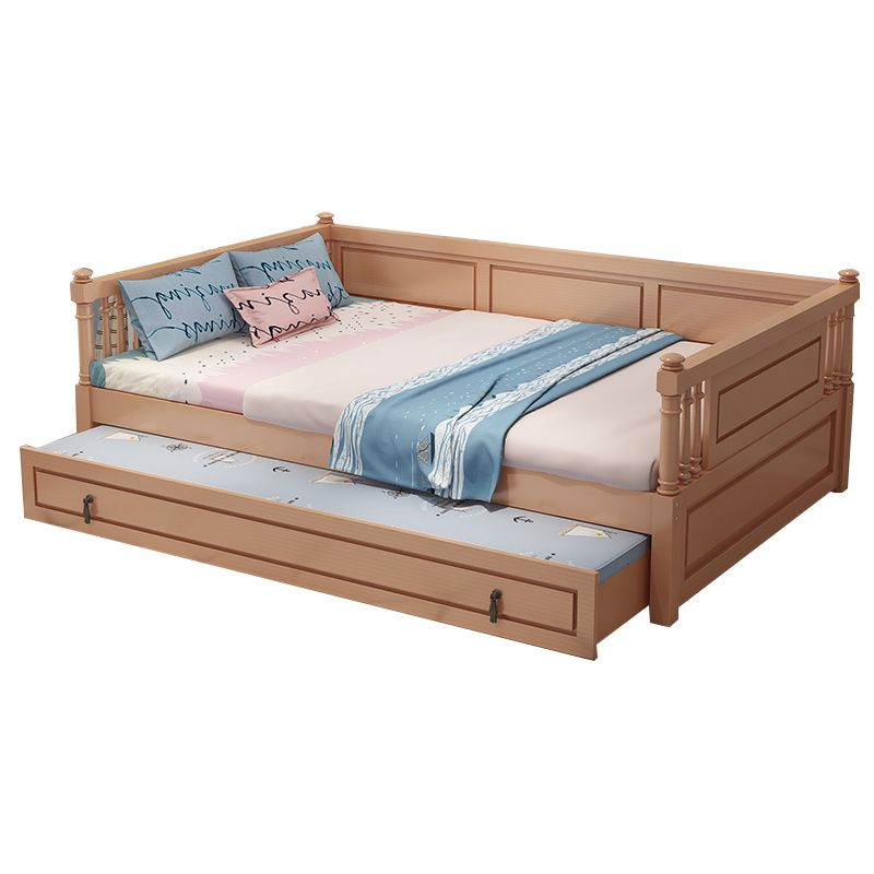 Wooden Nursery Bed in Beech Contemporary 31.5" H Crib with Storage