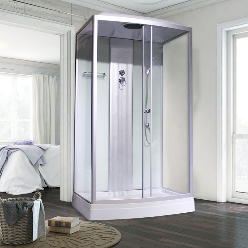 Corner Framed Shower Stall Single Sliding Tempered Glass Shower Stall