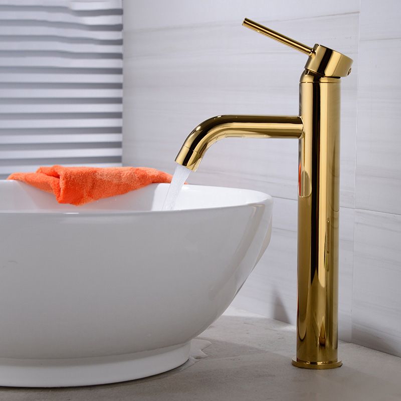 Modern 1-Handle Bathroom Sink Faucet Brushed Gold Vessel Sink Faucet Brass