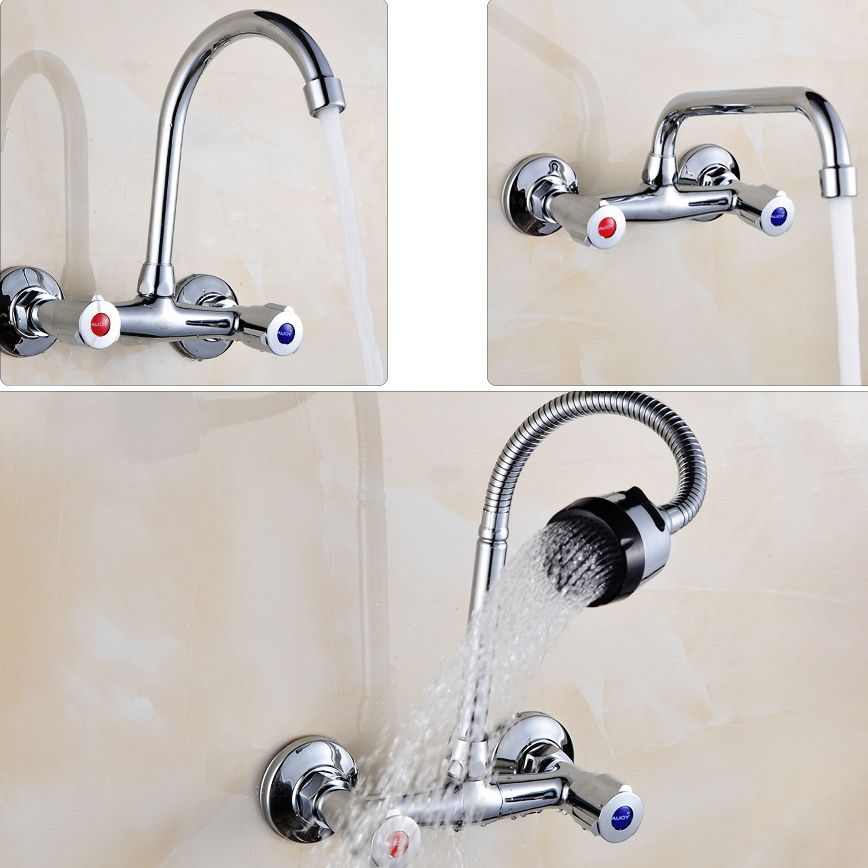 Modern 1-Hold Bar Faucet Double Handle Wall-mounted Lead Free Bar Faucet