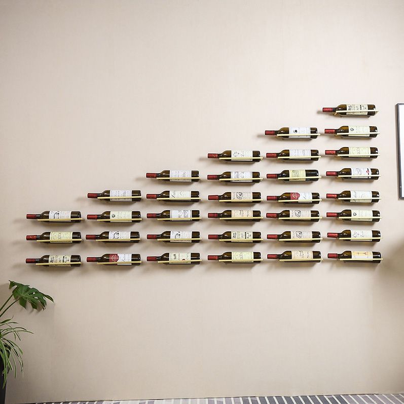 Glam Style Metal Wine Rack Decorative Rectangular Wall-mounted Wine Rack